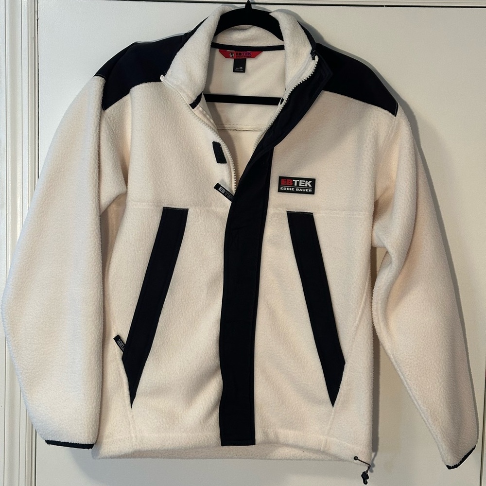 Eddie Bauer EB TEK zip up fleece white size xs